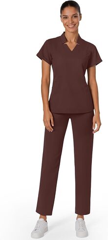 Medical Scrubs for Women Set - Slim Fit V-Neck Nurse Uniform Top & Soft Relaxed Scrub Pant for Women with 9 Pockets in Saudi Arabia