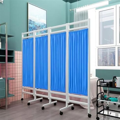 4-Panel Folding Rolling Privacy Screen - Freestanding Stainless Steel Room Divider for Medical Emergencies, Spas, Classrooms - Versatile and Durable Wall Partition Solution in Saudi Arabia