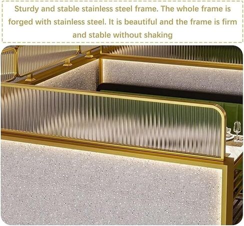 Stainless Steel Countertop Divider for Dining Areas Semi Privacy Screen Panel for Restaurant Bar Hotel and Office, Gold-7.87x39.37in/20x100CM in Saudi Arabia