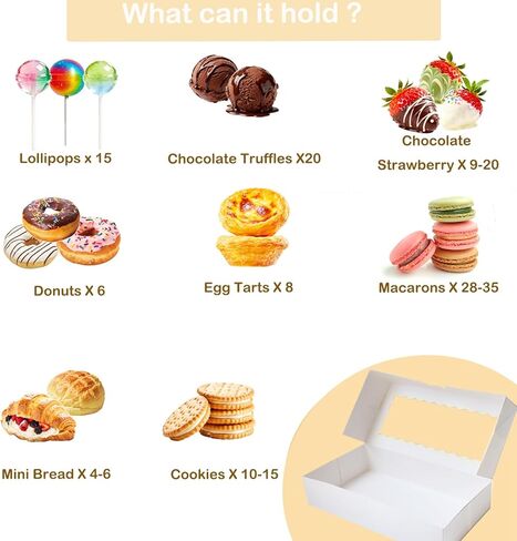 Auto-Pop Bakery Boxes with Clear Window (5 Pack) | 12.5x5.5x2.5 Food-Grade Cardboard | Collapsible for Cookies, Cupcakes & Pastries in Saudi Arabia
