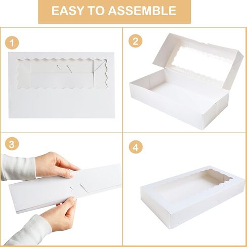 Auto-Pop Bakery Boxes with Clear Window (5 Pack) | 12.5x5.5x2.5 Food-Grade Cardboard | Collapsible for Cookies, Cupcakes & Pastries in Saudi Arabia