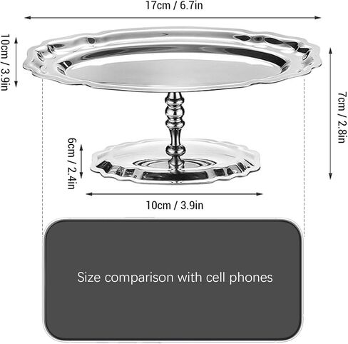Dessert Platter with Pedestal, 304 Stainless Steel Oval Footed Display Plate for Ice Cream Pastries Fruit, Dessert Tray for Party Wedding Restaurant, 6.7 Inch by 3.9 Inch in Saudi Arabia