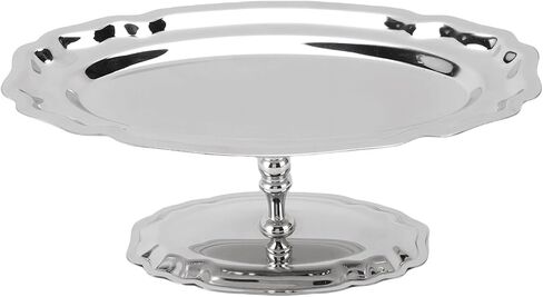 Dessert Platter with Pedestal, 304 Stainless Steel Oval Footed Display Plate for Ice Cream Pastries Fruit, Dessert Tray for Party Wedding Restaurant, 6.7 Inch by 3.9 Inch in Saudi Arabia