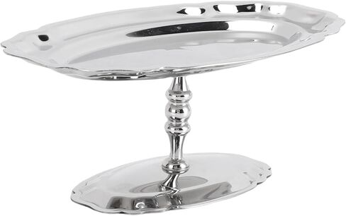 Dessert Platter with Pedestal, 304 Stainless Steel Oval Footed Display Plate for Ice Cream Pastries Fruit, Dessert Tray for Party Wedding Restaurant, 6.7 Inch by 3.9 Inch in Saudi Arabia