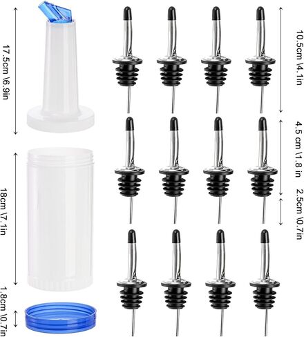 Tebery 6 Pack Plastic Juice Pour Bottles with 12 Stainless Steel Bottle Pourer, 34OZ Plastic Juice Dispensers for Bar Home Kitchen Party Supplies in Saudi Arabia