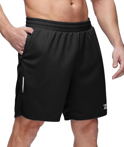 ZITY Men's Athletic Running Shorts 7" Quick Dry Mesh Workout Gym Shorts with Zipper Pockets for Basketball Sports Tennis in Saudi Arabia