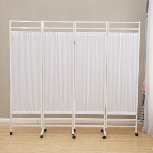 4 Panel Folding Room Divider with Wheels, Medical Privacy Screen for Emergency Rooms, Spa & Ward, Space-Saving Portable Privacy Partition (White) in Saudi Arabia