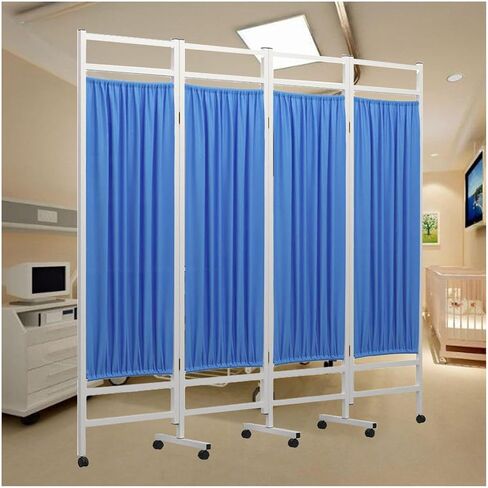 4 Panel Folding Room Divider with Wheels, Medical Privacy Screen for Emergency Rooms, Spa & Ward, Space-Saving Portable Privacy Partition (White) in Saudi Arabia