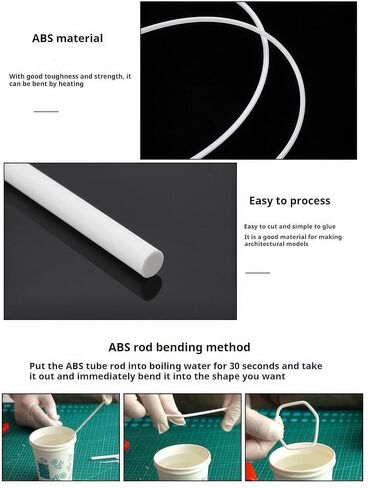 ‌60pcs White ABS Plastic Square Rods, 1/2/3mm Solid Bar Tubes for DIY Sand Table & Architectural Models‌ in Saudi Arabia