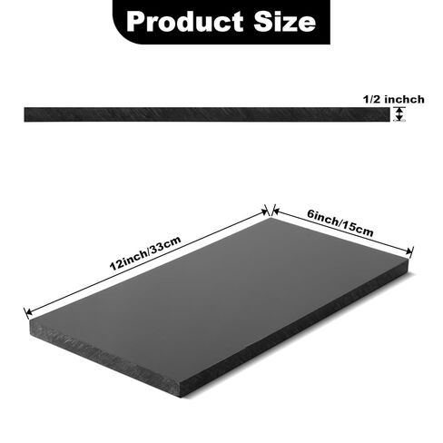 2 Pcs HDPE Plastic Sheet Panel, 1/2" Thick, Size 6" x 12", Black High-Density Polyethylene Solid Plastic Panel for DIY Projects, Handicrafts, Heavy-Duty Industrial Equipment, and Home Decoration. in Saudi Arabia