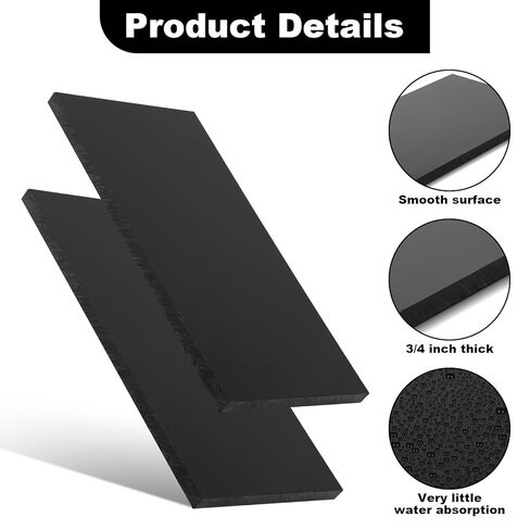 2 Pcs HDPE Plastic Sheet Panel, 1/2" Thick, Size 6" x 12", Black High-Density Polyethylene Solid Plastic Panel for DIY Projects, Handicrafts, Heavy-Duty Industrial Equipment, and Home Decoration. in Saudi Arabia