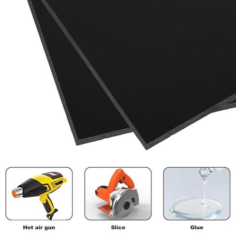 2 Pcs HDPE Plastic Sheet Panel, 1/2" Thick, Size 6" x 12", Black High-Density Polyethylene Solid Plastic Panel for DIY Projects, Handicrafts, Heavy-Duty Industrial Equipment, and Home Decoration. in Saudi Arabia