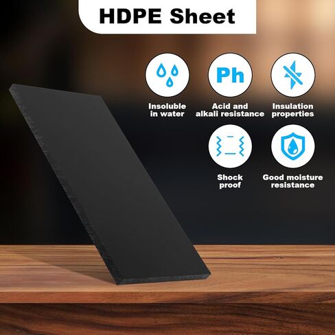 2 Pcs HDPE Plastic Sheet Panel, 1/2" Thick, Size 6" x 12", Black High-Density Polyethylene Solid Plastic Panel for DIY Projects, Handicrafts, Heavy-Duty Industrial Equipment, and Home Decoration. in Saudi Arabia