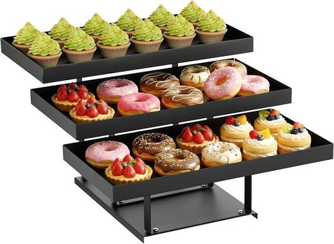 3 -Tier Metal Cupcakes Tray Display Stand for Gatherings, Parties,Holiday Dinners,14.5" Food Trays with Metal Risers for Desserts, Fruit & Appetizer,Black in Saudi Arabia