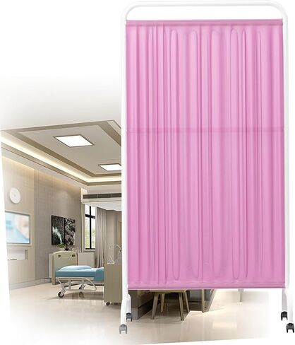 6ft Rolling Medical Privacy Screen with Wheels - 6-Panel Folding Room Divider for Patient Rooms, Beauty Salons & Health Pavilions - Pink Portable Partition in Saudi Arabia