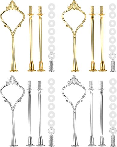 4 Sets 3 Tier Cake Stand Hardware, Tiered Tray Hardware Kit Cake Fruit Food Plate Stand Handle Fitting Hardwares Rod Holder for Serving Dessert Cupcake Dish Food in Saudi Arabia