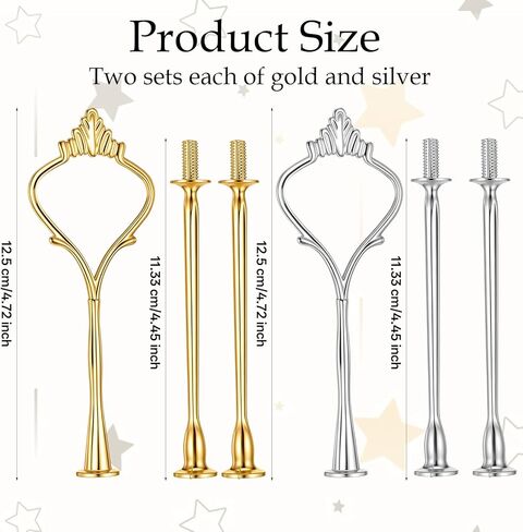4 Sets 3 Tier Cake Stand Hardware, Tiered Tray Hardware Kit Cake Fruit Food Plate Stand Handle Fitting Hardwares Rod Holder for Serving Dessert Cupcake Dish Food in Saudi Arabia