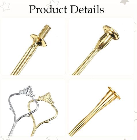 4 Sets 3 Tier Cake Stand Hardware, Tiered Tray Hardware Kit Cake Fruit Food Plate Stand Handle Fitting Hardwares Rod Holder for Serving Dessert Cupcake Dish Food in Saudi Arabia