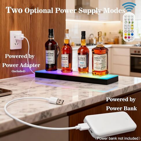 LED Lighted Liquor Bottle Display Shelf - 23.6" Acrylic Whiskey Rack with Remote & Music Sync, 1-Tier Illuminated Bar Shelf for Home Bar, Club, Party in Saudi Arabia