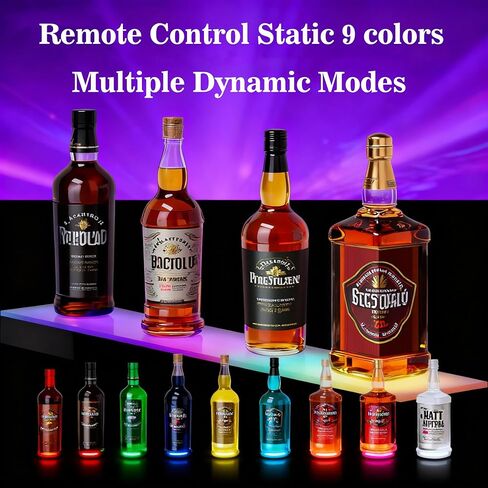 LED Lighted Liquor Bottle Display Shelf - 23.6" Acrylic Whiskey Rack with Remote & Music Sync, 1-Tier Illuminated Bar Shelf for Home Bar, Club, Party in Saudi Arabia