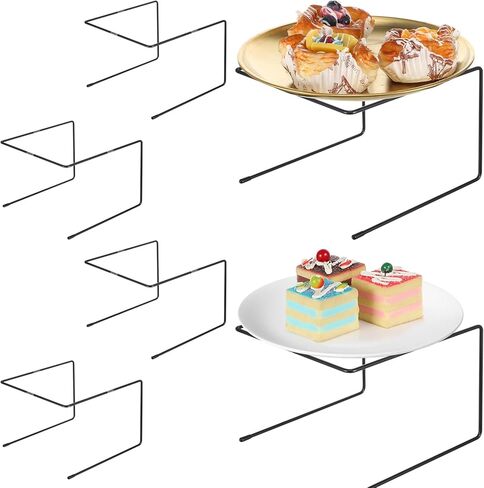 6 Pcs Black Metal Pizza Stands, Pizza Rack Holder With Non-Slip Pads, Food Display Riser For Table Buffet Party, Platter Tray For Serving Dessert, 8.5x8.27x5.9 Inch in Saudi Arabia