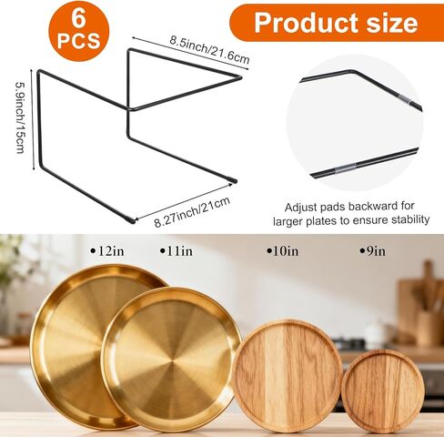 6 Pcs Black Metal Pizza Stands, Pizza Rack Holder With Non-Slip Pads, Food Display Riser For Table Buffet Party, Platter Tray For Serving Dessert, 8.5x8.27x5.9 Inch in Saudi Arabia