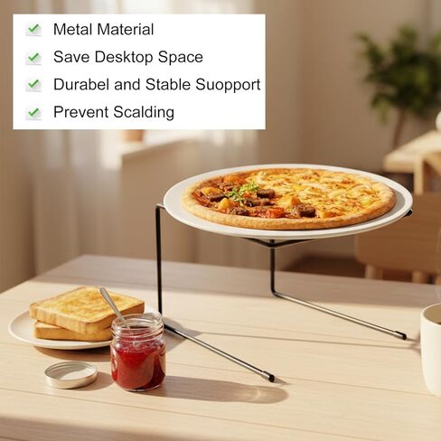 6 Pcs Black Metal Pizza Stands, Pizza Rack Holder With Non-Slip Pads, Food Display Riser For Table Buffet Party, Platter Tray For Serving Dessert, 8.5x8.27x5.9 Inch in Saudi Arabia