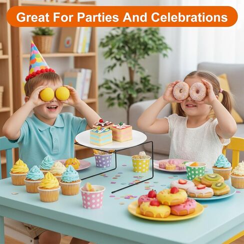 6 Pcs Black Metal Pizza Stands, Pizza Rack Holder With Non-Slip Pads, Food Display Riser For Table Buffet Party, Platter Tray For Serving Dessert, 8.5x8.27x5.9 Inch in Saudi Arabia