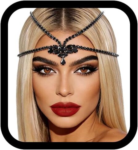 Tgirls Rhinestone Head Chain Crystal Layered Headpiece Wedding Hair Accessories for Women in Saudi Arabia