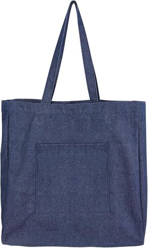 Denim Tote Bag, Shoulder Handbag Shopping Travel Pockets Reusable Grocery Bags in Saudi Arabia