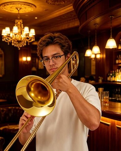 طقم ترومبون نحاسي للمبتدئين من STRICH Bb Tenor Slide Trombone مع قطعة فم 7C وقفازات بيضاء طقم تنظيف حقيبة أداء صلبة، STB-1G، ذهبي in Kuwait