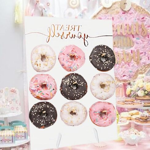Donut Wall Wood Display Stand Holds 9 Donuts,Reusable Rustic Dessert Table Board Doughnut Holder for Christmas,Wedding Birthday Family Party Festival Table Decor Will Not Tip Over (Rectangular-1) in Saudi Arabia