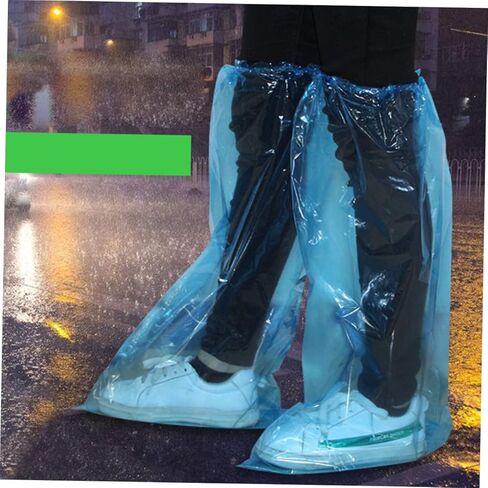 VALICLUD 30 زوجًا من غطاء المطر للأحذية السميكة الطويلة في الهواء الطلق أغطية الأحذية شريط مرن واقيات يمكن التخلص منها للخارجية in Kuwait