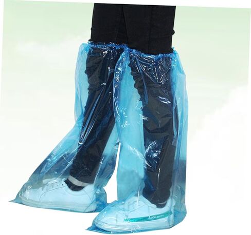VALICLUD 30 زوجًا من غطاء المطر للأحذية السميكة الطويلة في الهواء الطلق أغطية الأحذية شريط مرن واقيات يمكن التخلص منها للخارجية in Kuwait
