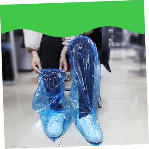 VALICLUD 30 زوجًا من غطاء المطر للأحذية السميكة الطويلة في الهواء الطلق أغطية الأحذية شريط مرن واقيات يمكن التخلص منها للخارجية in Kuwait