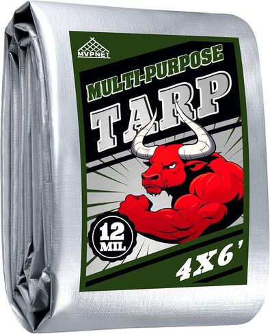 Tarp 12x20 ft Heavy Duty 12mil 100% Waterproof High Durability Multipurpose,Uv Resistant,White Tarp Suitable for Swimming Pools, Boats, Camping, Courtyards, Etc -by MVPNET in Saudi Arabia