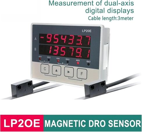 Linear Scale, LP20E 2 Axis Digit Display DRO Magnetic Sensor Magnetic Tape Displacement Readout Scale CNC Lathe Machine Tool Woodworking,Lp20e -3000mm Set-1 in Saudi Arabia
