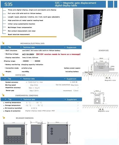 مقياس خطي، مجموعة LCD صغيرة لقراءة tTtl DRO مغناطيسية ذات محورين مخرطة بصرية موازين خطية إلكترونية قياس رقمي لآلة المطحنة، S35-3-5M-1 in Saudi Arabia