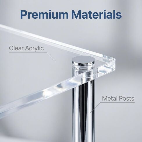 Acrylic Display Risers Set of Three Clear Rectangular Stands with Metal Support Posts for Cake Stand Styling Countertop Tiered Organizer Small Size Transparent One Piece in Saudi Arabia