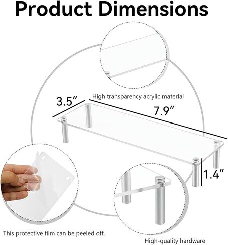 Acrylic Display Risers Set of Three Clear Rectangular Stands with Metal Support Posts for Cake Stand Styling Countertop Tiered Organizer Small Size Transparent One Piece in Saudi Arabia