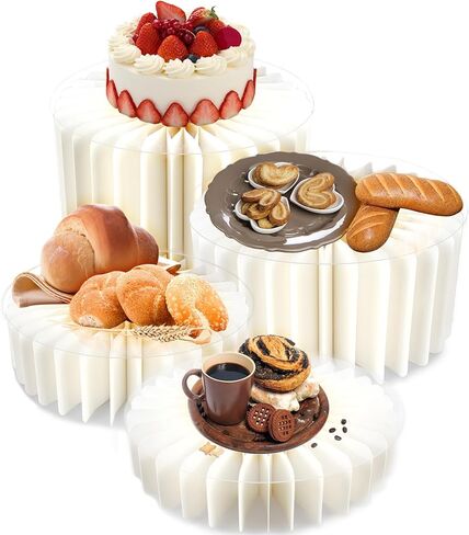 4 PCS Buffet Risers Foldable Food Display Risers, Heavy Duty Multi-Height Food Risers Dessert Display Stands with Clear Acrylic Plates for Party Pedestal Cake Stand Event Table Display Set in Saudi Arabia