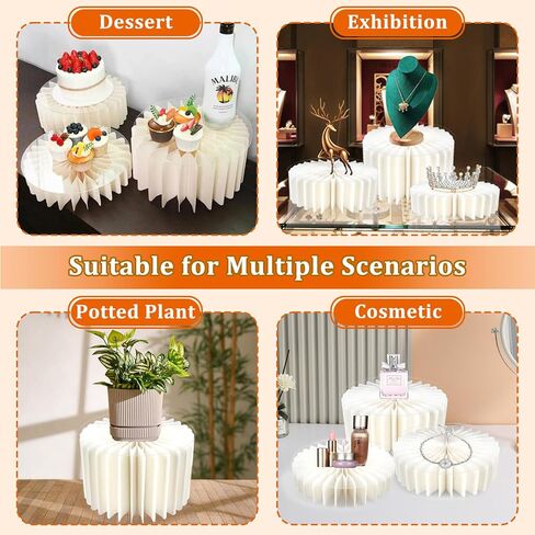 4 PCS Buffet Risers Foldable Food Display Risers, Heavy Duty Multi-Height Food Risers Dessert Display Stands with Clear Acrylic Plates for Party Pedestal Cake Stand Event Table Display Set in Saudi Arabia