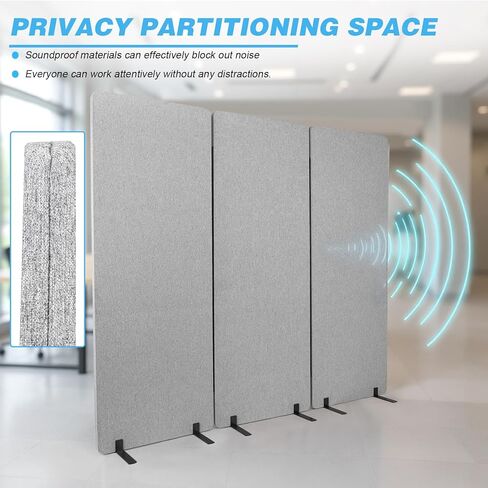 Generic 3 Panels Freestanding Partition Room Dividers Soundproof Privacy Panels Folding Portable Partition Screens for Office Reception Room Hospital in Saudi Arabia