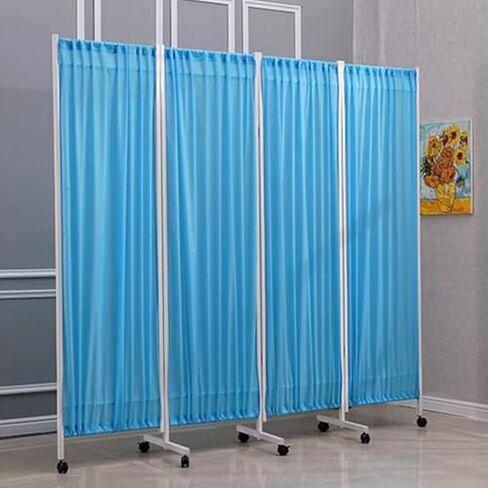 Portable 4-Panel Folding Medical Room Divider on Wheels, Waterproof Space-Saving Privacy Screen for Clinics, Wards, and Exam Rooms (Yellow) in Saudi Arabia