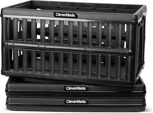 CleverMade Collapsible Storage Crates, 60L/15 Gallon, 66 lbs Capacity, 23x15x12 inches, Set of 3, Obsidian in Saudi Arabia