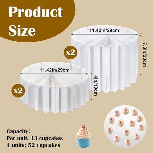 MAQUITA 4 Pack Buffet Risers, Foldable White Cardboard Food Display Risers with PVC Panel Table Tall Cake Stands for Show Catering Desserts, Cake Cupcake, Food, Jewelry in Saudi Arabia