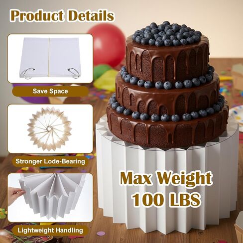 MAQUITA 4 Pack Buffet Risers, Foldable White Cardboard Food Display Risers with PVC Panel Table Tall Cake Stands for Show Catering Desserts, Cake Cupcake, Food, Jewelry in Saudi Arabia