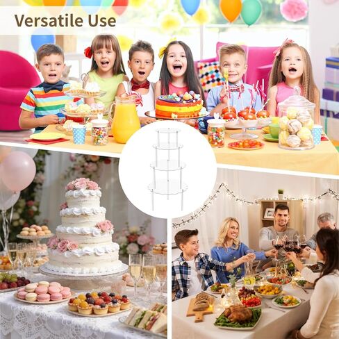 مجموعة حامل كعك أكريليك على شكل زهرة مكونة من 4 قطع، حوامل كعك للحفلات، رافعات عرض الحلوى مع حافة مموجة، تتضمن 6 بوصات 7.36 بوصة 9 بوصة 10.6 بوصات للحفلات وحفلات الزفاف in Kuwait