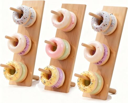 Christmas Gift Bamboo Donut Wall Stand (Pack of 3) - Wooden Doughnut Display Stand for Christmas Party, Birthday, Wedding, Dessert Table Decoration in Saudi Arabia
