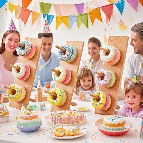 Christmas Gift Bamboo Donut Wall Stand (Pack of 3) - Wooden Doughnut Display Stand for Christmas Party, Birthday, Wedding, Dessert Table Decoration in Saudi Arabia